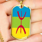 Berber Flag Necklace Berber Flag Stainless Steel or 18k Gold Dog Tag 24" - Express Your Love Gifts