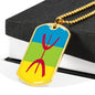 Berber Flag Necklace Berber Flag Stainless Steel or 18k Gold Dog Tag 24" - Express Your Love Gifts