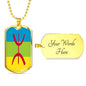 Berber Flag Necklace Berber Flag Stainless Steel or 18k Gold Dog Tag 24" - Express Your Love Gifts