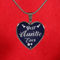 Best Auntie Ever Heart Pendant Stainless Steel or 18k Gold Heart Necklace 18-22" - Express Your Love Gifts