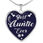 Best Auntie Ever Heart Pendant Stainless Steel or 18k Gold Heart Necklace 18-22" - Express Your Love Gifts