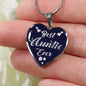 Best Auntie Ever Heart Pendant Stainless Steel or 18k Gold Heart Necklace 18-22" - Express Your Love Gifts