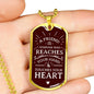 Best Friend Gift Friend is Peaches Necklace Stainless Steel or 18k Gold Dog Tag 24" Chain-Express Your Love Gifts