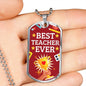 Best Teacher Appreciation Gift Stainless Steel or 18k Gold Dog Tag W 24"-Express Your Love Gifts