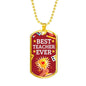 Best Teacher Appreciation Gift Stainless Steel or 18k Gold Dog Tag W 24"-Express Your Love Gifts