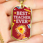 Best Teacher Appreciation Gift Stainless Steel or 18k Gold Dog Tag W 24"-Express Your Love Gifts