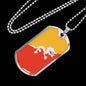 Bhutan Flag Necklace Bhutan Flag Stainless Steel or 18k Gold Dog Tag 24" - Express Your Love Gifts