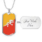 Bhutan Flag Necklace Bhutan Flag Stainless Steel or 18k Gold Dog Tag 24" - Express Your Love Gifts