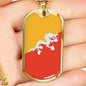 Bhutan Flag Necklace Bhutan Flag Stainless Steel or 18k Gold Dog Tag 24" - Express Your Love Gifts