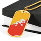 Bhutan Flag Necklace Bhutan Flag Stainless Steel or 18k Gold Dog Tag 24" - Express Your Love Gifts