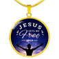Bible Verse Gift Jesus Set Me Free Circle Necklace Stainless Steel or 18k Gold 18-22" - Express Your Love Gifts