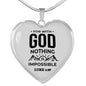 Bible Verse Necklace Nothing Is Impossible Heart Necklace Stainless Steel or 18k Gold Heart Pendant 18-22" - Express Your Love Gifts