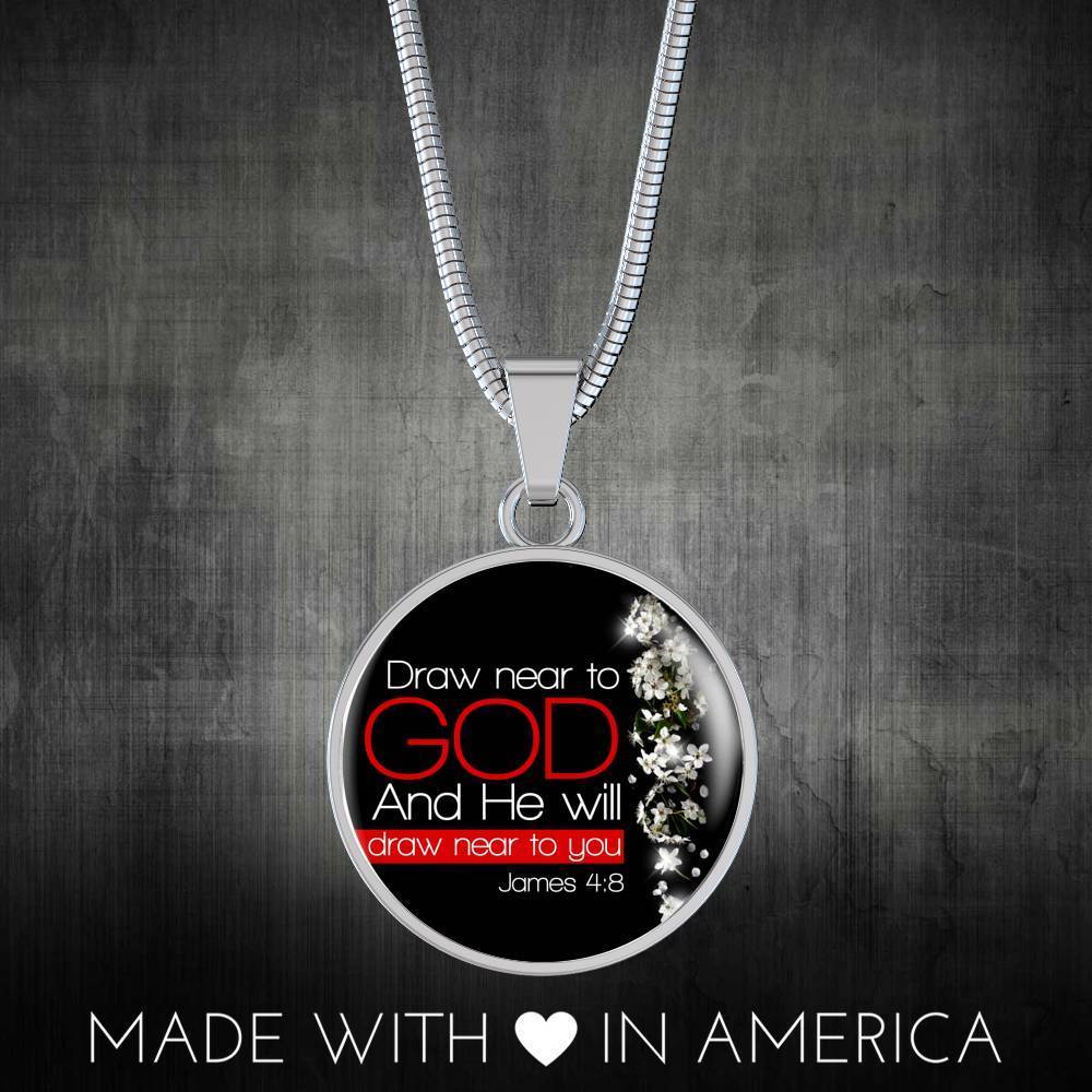 Bible Verse Necklace Presence Of God Circle Pendant Stainless Steel or 18k Gold 18-22"-Express Your Love Gifts