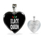Black Queen Black Pride Heart Pendant Necklace Stainless Steel or 18k Gold Heart Pendant 18-22" - Express Your Love Gifts