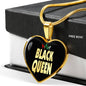 Black Queen Black Pride Heart Pendant Necklace Stainless Steel or 18k Gold Heart Pendant 18-22" - Express Your Love Gifts