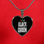 Black Queen Black Pride Heart Pendant Necklace Stainless Steel or 18k Gold Heart Pendant 18-22" - Express Your Love Gifts