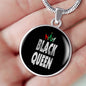 Black Queen Circle Pendant Circle Pendant Necklace Stainless Steel or 18k Gold 18-22" - Express Your Love Gifts