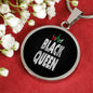 Black Queen Circle Pendant Circle Pendant Necklace Stainless Steel or 18k Gold 18-22" - Express Your Love Gifts