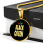 Black Queen Circle Pendant Circle Pendant Necklace Stainless Steel or 18k Gold 18-22" - Express Your Love Gifts