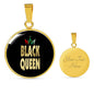 Black Queen Circle Pendant Circle Pendant Necklace Stainless Steel or 18k Gold 18-22" - Express Your Love Gifts