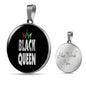 Black Queen Circle Pendant Circle Pendant Necklace Stainless Steel or 18k Gold 18-22" - Express Your Love Gifts