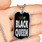 Black Queen Necklace Dog Tag Stainless Steel or 18k Gold 24" Chain" - Express Your Love Gifts