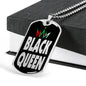 Black Queen Necklace Dog Tag Stainless Steel or 18k Gold 24" Chain" - Express Your Love Gifts