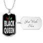 Black Queen Necklace Dog Tag Stainless Steel or 18k Gold 24" Chain" - Express Your Love Gifts
