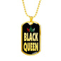 Black Queen Necklace Dog Tag Stainless Steel or 18k Gold 24" Chain" - Express Your Love Gifts