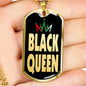 Black Queen Necklace Dog Tag Stainless Steel or 18k Gold 24" Chain" - Express Your Love Gifts