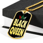 Black Queen Necklace Dog Tag Stainless Steel or 18k Gold 24" Chain" - Express Your Love Gifts