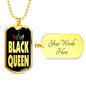 Black Queen Necklace Dog Tag Stainless Steel or 18k Gold 24" Chain" - Express Your Love Gifts
