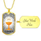 Body Of Christ Communion Necklace Stainless Steel or 18k Gold Dog Tag 24" Chain-Express Your Love Gifts