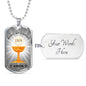 Body Of Christ Communion Necklace Stainless Steel or 18k Gold Dog Tag 24" Chain-Express Your Love Gifts