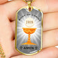 Body Of Christ Communion Necklace Stainless Steel or 18k Gold Dog Tag 24" Chain-Express Your Love Gifts