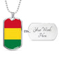 Bolivia Flag Necklace Bolivia Flag Stainless Steel or 18k Gold Dog Tag 24" - Express Your Love Gifts