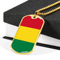 Bolivia Flag Necklace Bolivia Flag Stainless Steel or 18k Gold Dog Tag 24" - Express Your Love Gifts