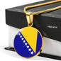 Bosnia And Herzegovina Flag Circle Necklace Stainless Steel or 18k Gold 18-22" - Express Your Love Gifts