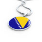 Bosnia And Herzegovina Flag Circle Necklace Stainless Steel or 18k Gold 18-22" - Express Your Love Gifts