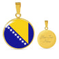 Bosnia And Herzegovina Flag Circle Necklace Stainless Steel or 18k Gold 18-22" - Express Your Love Gifts