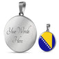 Bosnia And Herzegovina Flag Circle Necklace Stainless Steel or 18k Gold 18-22" - Express Your Love Gifts