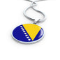 Bosnia And Herzegovina Flag Circle Necklace Stainless Steel or 18k Gold 18-22" - Express Your Love Gifts