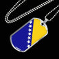 Bosnia And Herzegovina Flag Necklace Bosnia And Herzegovina Flag Stainless Steel or 18k Gold Dog Tag 24" - Express Your Love Gifts