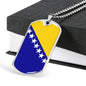 Bosnia And Herzegovina Flag Necklace Bosnia And Herzegovina Flag Stainless Steel or 18k Gold Dog Tag 24" - Express Your Love Gifts