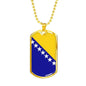 Bosnia And Herzegovina Flag Necklace Bosnia And Herzegovina Flag Stainless Steel or 18k Gold Dog Tag 24" - Express Your Love Gifts