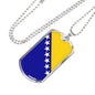 Bosnia And Herzegovina Flag Necklace Bosnia And Herzegovina Flag Stainless Steel or 18k Gold Dog Tag 24" - Express Your Love Gifts
