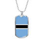 Botswana Flag Necklace Botswana Flag Stainless Steel or 18k Gold Dog Tag 24" - Express Your Love Gifts