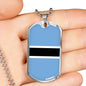 Botswana Flag Necklace Botswana Flag Stainless Steel or 18k Gold Dog Tag 24" - Express Your Love Gifts