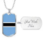Botswana Flag Necklace Botswana Flag Stainless Steel or 18k Gold Dog Tag 24" - Express Your Love Gifts