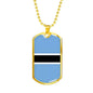 Botswana Flag Necklace Botswana Flag Stainless Steel or 18k Gold Dog Tag 24" - Express Your Love Gifts